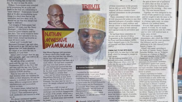 TRIBUTE TO DR. ASHAD SENTONGO